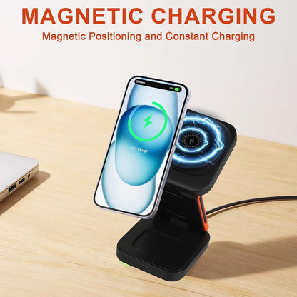 PBILL 3-En-1 Chargeur Sans Fil Pliable 15W Compatible Avec Iphone 17/16/15 Watch