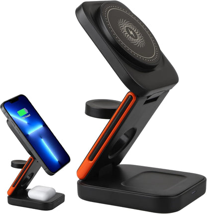 PBILL 3-En-1 Chargeur Sans Fil Pliable 15W Compatible Avec Iphone 17/16/15 Watch