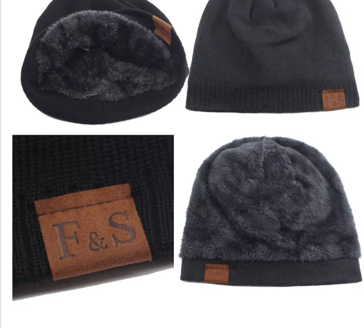 Letter Printed Skullies Beanies Men Knitted Winter Hats for Men Women Caps Beanie plus Velvet Thick Warm Bonnet Men'S Winter Cap
