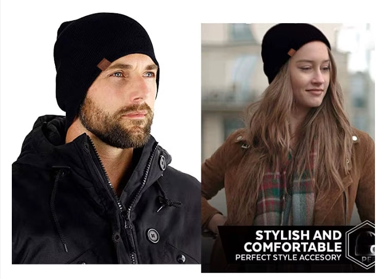 Letter Printed Skullies Beanies Men Knitted Winter Hats for Men Women Caps Beanie plus Velvet Thick Warm Bonnet Men'S Winter Cap