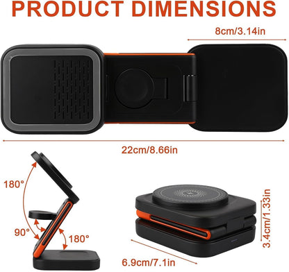 PBILL 3-En-1 Chargeur Sans Fil Pliable 15W Compatible Avec Iphone 17/16/15 Watch